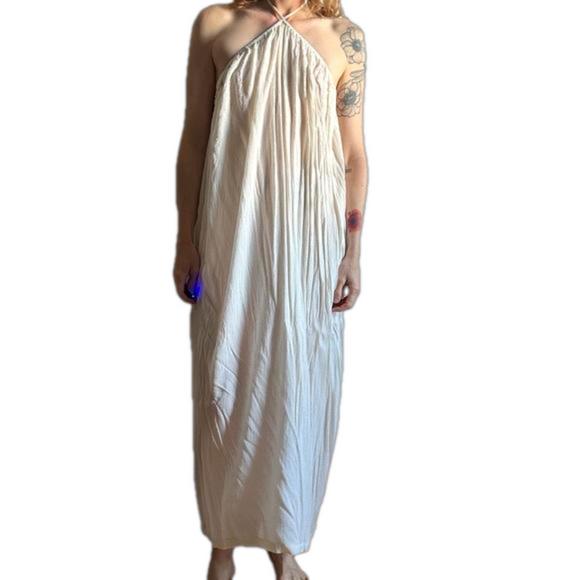 We Wore What Sz S  Cream Halter Flowy Maxi Dress - Picture 1 of 9
